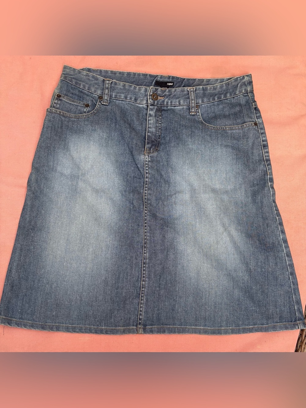 H&M Faded Blue Relaxed Fit Denim Skirt